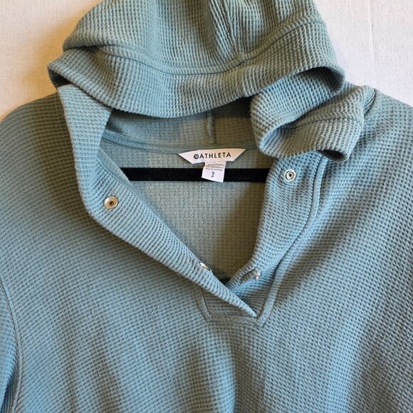 Athleta Hooded Pullover Sweater Womens Small Coastal Luxe Oversized Waffle-Knit - Picture 3 of 5